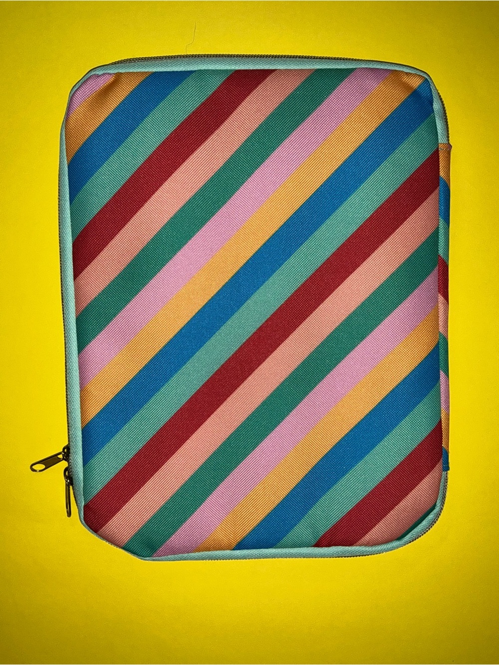 Self Personal Multi-Color Striped Pouch to Stuff or Tablet Sleeve